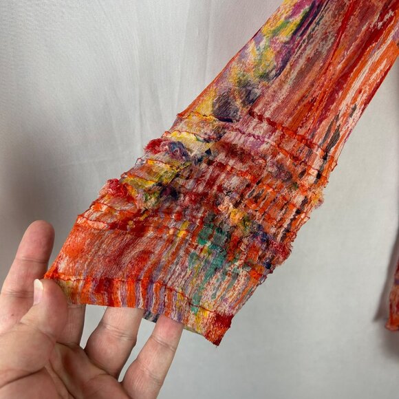 Casual Studio Abstract Blouse Women Medium Red Button Asymmetrical Boho Lagen - Picture 4 of 8